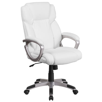 Mid-Back LeatherSoftSoft Executive Swivel Office Chair with Padded Arms