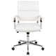 White |#| Mid-Back White LeatherSoft Contemporary Panel Executive Swivel Office Chair