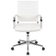 White |#| Mid-Back White LeatherSoft Ribbed Executive Swivel Office Chair - Desk Chair
