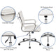 White |#| Mid-Back White LeatherSoft Ribbed Executive Swivel Office Chair - Desk Chair