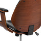 Mid-Back Black LeatherSoft Executive Ergonomic Wood Swivel Office Chair w/Arms