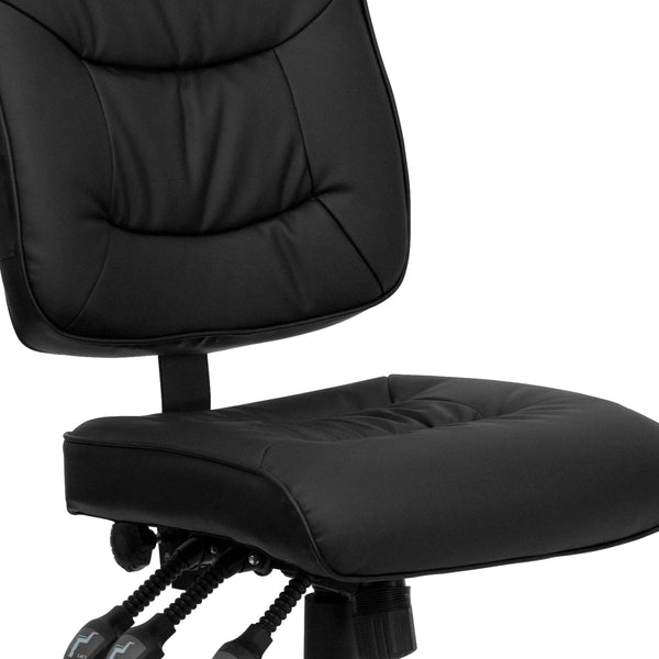 Mid-Back Black LeatherSoft Multifunction Swivel Ergonomic Task Office Chair