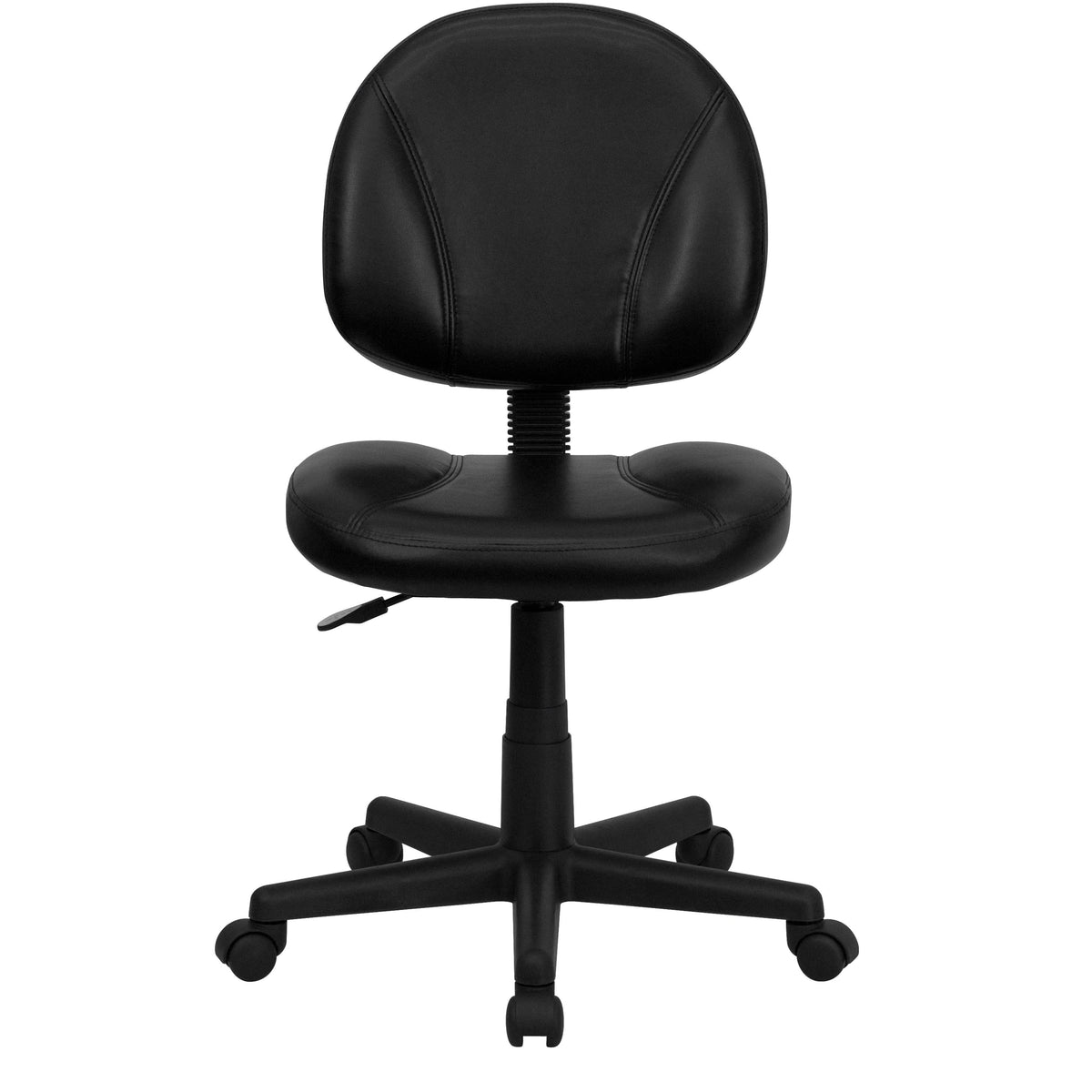 Mid-Back Black LeatherSoft Ergonomic Office Chair w/Adjustable Back Depth