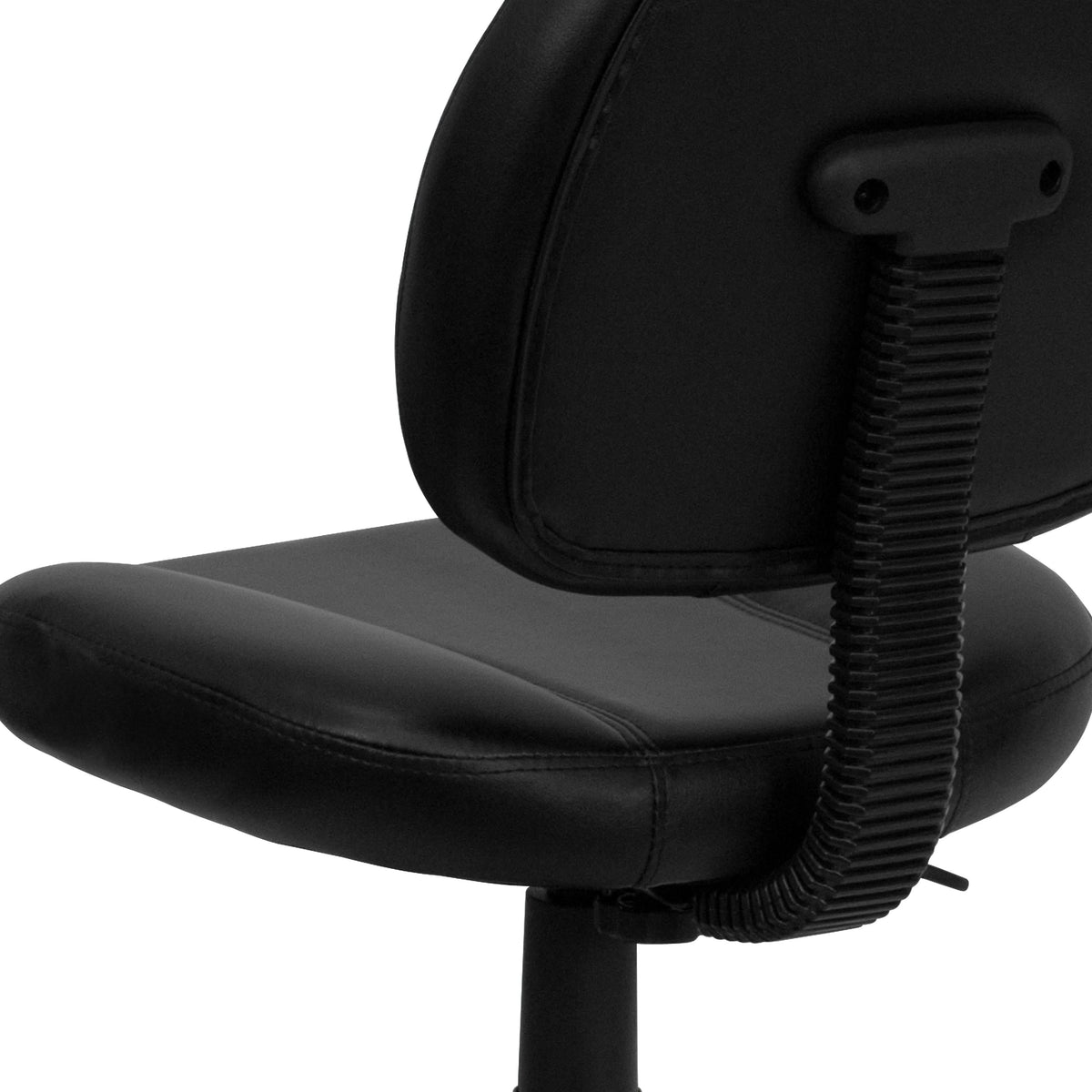 Mid-Back Black LeatherSoft Ergonomic Office Chair w/Adjustable Back Depth
