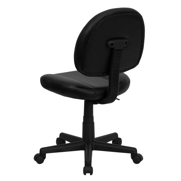 Mid-Back Black LeatherSoft Ergonomic Office Chair w/Adjustable Back Depth