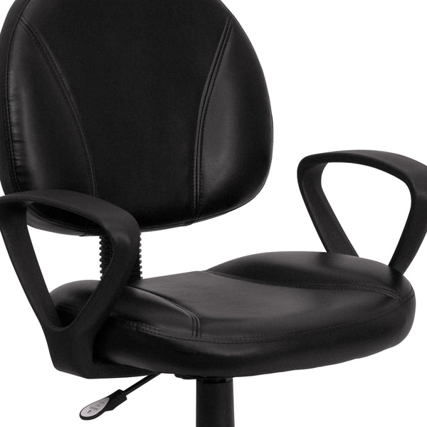 Mid-Back Black LeatherSoft Swivel Ergonomic Task Office Adjustable Chair w/ Arms