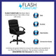 Mid-Back Black LeatherSoft Swivel Office Chair with Accent Divided Back and Arms