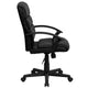 Mid-Back Black LeatherSoft Swivel Office Chair with Accent Divided Back and Arms