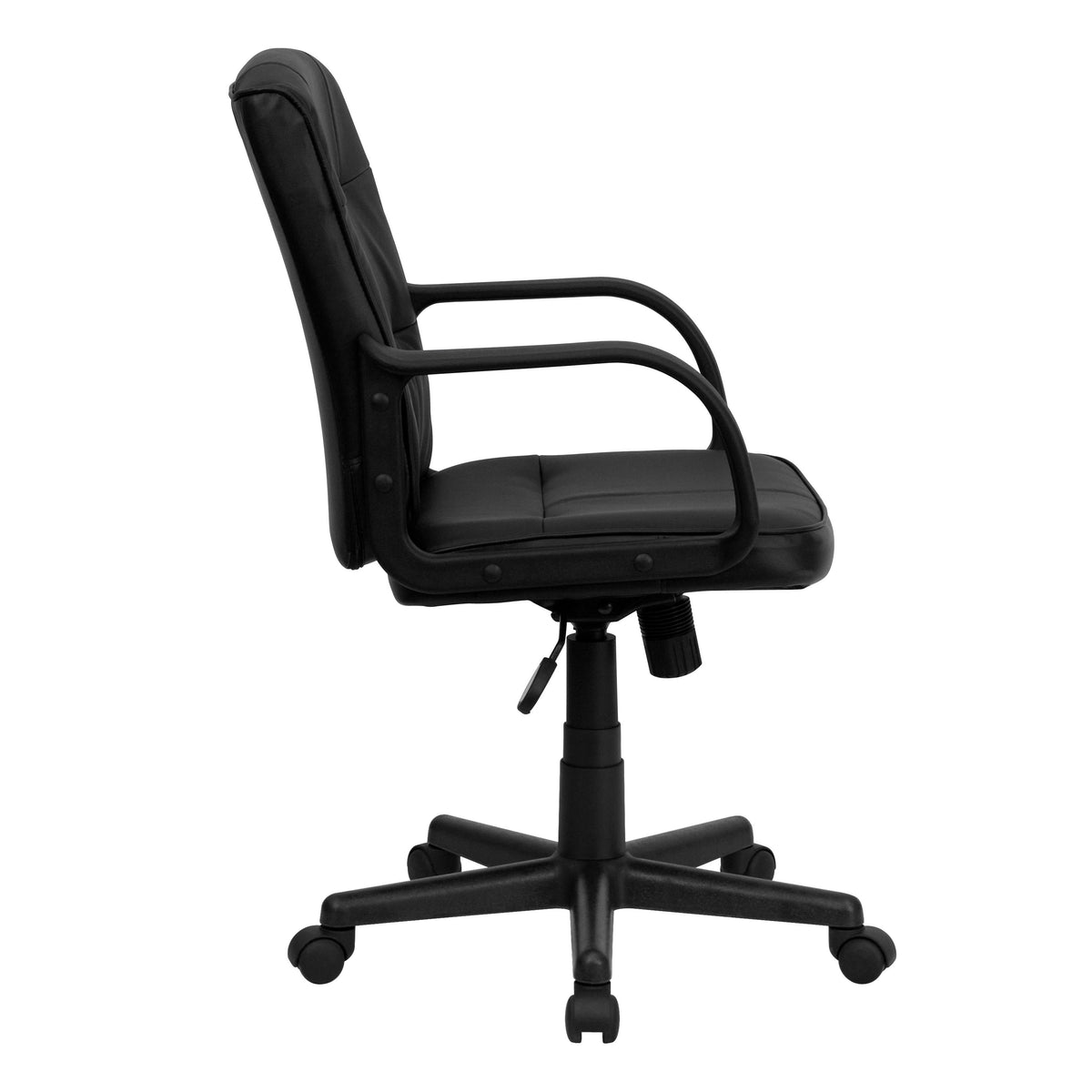 Mid-Back Black LeatherSoft Swivel Task Office Chair with Arms - Home Office