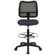 Navy Blue |#| Mid-Back Navy Blue Mesh Swivel Adjustable Height Drafting Chair & Waterfall Seat