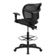 Black |#| Mid-Back Black Mesh Drafting Chair with Back Height Adjustment & Adjustable Arms