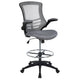 Dark Gray Mesh/Black Frame |#| Mid-Back Dark Gray Mesh Ergonomic Drafting Chair with Foot Ring and Flip-Up Arms