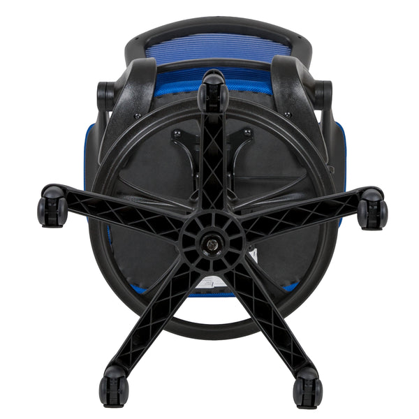 Blue |#| Mid-Back Blue Mesh Ergonomic Drafting Chair with Foot Ring and Flip-Up Arms