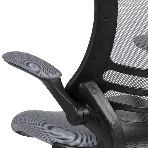 Dark Gray Mesh/Black Frame |#| Mid-Back Dark Gray Mesh Ergonomic Drafting Chair with Foot Ring and Flip-Up Arms