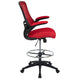 Red Mesh/Black Frame |#| Mid-Back Red Mesh Ergonomic Drafting Chair with Foot Ring and Flip-Up Arms