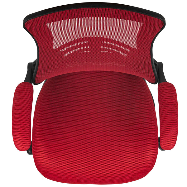 Red Mesh/Black Frame |#| Mid-Back Red Mesh Ergonomic Drafting Chair with Foot Ring and Flip-Up Arms