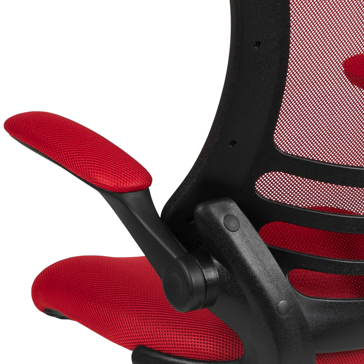 Red Mesh/Black Frame |#| Mid-Back Red Mesh Ergonomic Drafting Chair with Foot Ring and Flip-Up Arms