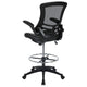 Black Mesh & LeatherSoft/Black Frame |#| Mid-Back Black Mesh Ergonomic Drafting Chair with Foot Ring and Flip-Up Arms