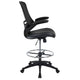 Black Mesh & LeatherSoft/Black Frame |#| Mid-Back Black Mesh Ergonomic Drafting Chair with Foot Ring and Flip-Up Arms