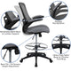 Dark Gray Mesh/Black Frame |#| Mid-Back Dark Gray Mesh Ergonomic Drafting Chair with Foot Ring and Flip-Up Arms