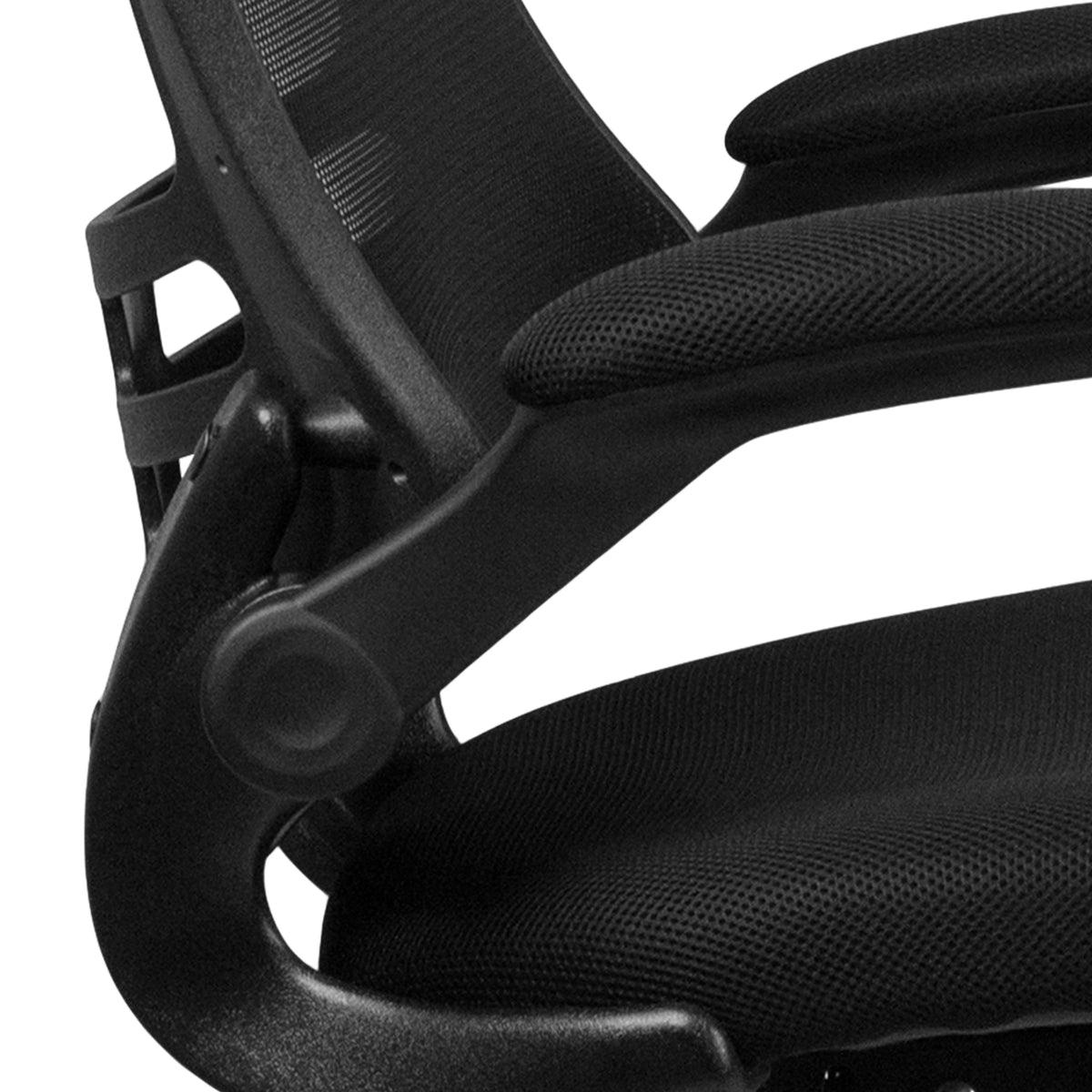 Black Mesh/Black Frame |#| Mid-Back Black Mesh Ergonomic Chair with Adjustable Foot Ring and Flip-Up Arms