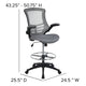Dark Gray Mesh/Black Frame |#| Mid-Back Dark Gray Mesh Ergonomic Drafting Chair with Foot Ring and Flip-Up Arms