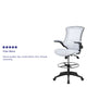 White Mesh/Black Frame |#| Mid-Back White Mesh Ergonomic Drafting Chair with Foot Ring and Flip-Up Arms