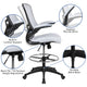 White Mesh/Black Frame |#| Mid-Back White Mesh Ergonomic Drafting Chair with Foot Ring and Flip-Up Arms