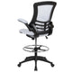 White Mesh/Black Frame |#| Mid-Back White Mesh Ergonomic Drafting Chair with Foot Ring and Flip-Up Arms