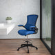Blue Mesh/Black Frame |#| Mid-Back Blue Mesh Ergonomic Drafting Chair with Foot Ring and Flip-Up Arms