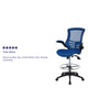 Blue Mesh/Black Frame |#| Mid-Back Blue Mesh Ergonomic Drafting Chair with Foot Ring and Flip-Up Arms