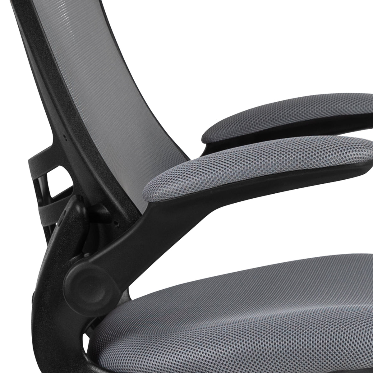 Dark Gray Mesh/Black Frame |#| Mid-Back Dark Gray Mesh Ergonomic Drafting Chair with Foot Ring and Flip-Up Arms