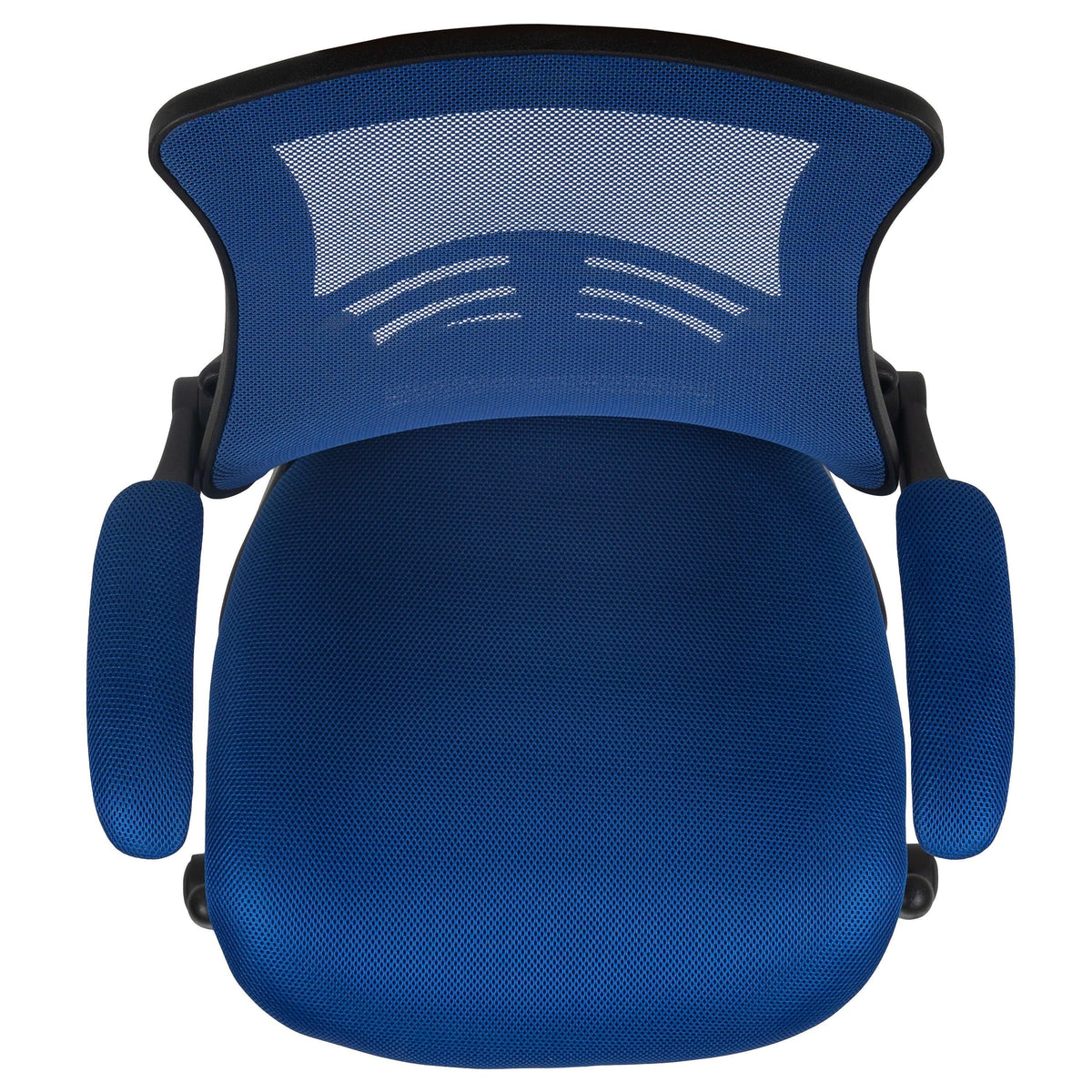 Blue Mesh/Black Frame |#| Mid-Back Blue Mesh Ergonomic Drafting Chair with Foot Ring and Flip-Up Arms