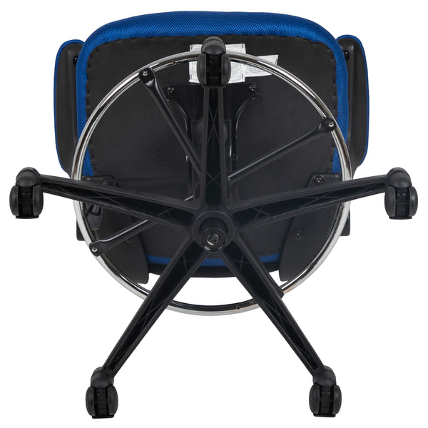 Blue Mesh/Black Frame |#| Mid-Back Blue Mesh Ergonomic Drafting Chair with Foot Ring and Flip-Up Arms