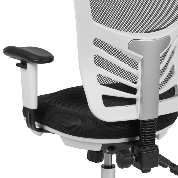 Black Mesh/White Frame |#| Mid-Back Black Mesh/White FrameMultifunction Ergonomic Office Chair with Arms