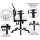 White/Black Frame |#| Mid-Back White Mesh Multifunction Ergonomic Office Chair with Adjustable Arms