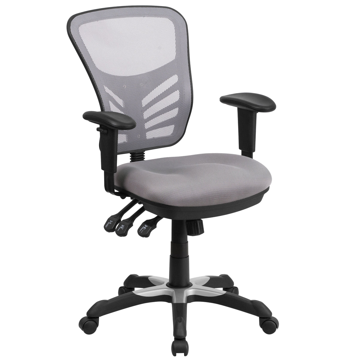 Gray/Black Frame |#| Mid-Back Gray Mesh Multifunction Ergonomic Office Chair with Adjustable Arms