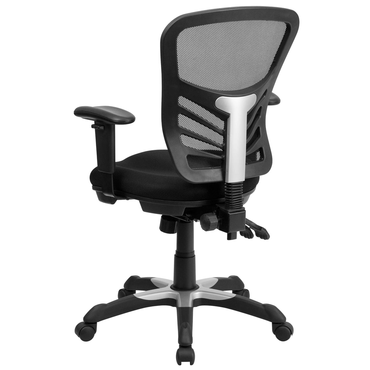Black/Black Frame |#| Mid-Back Black Mesh Multifunction Ergonomic Office Chair with Adjustable Arms