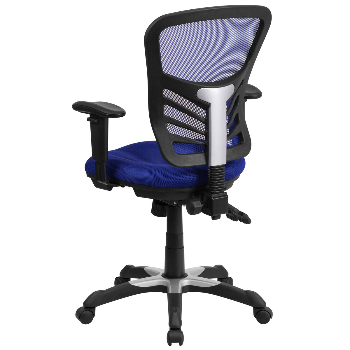 Blue/Black Frame |#| Mid-Back Blue Mesh Multifunction Ergonomic Office Chair with Adjustable Arms