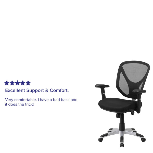 Mid-Back Black Mesh Multifunction Swivel Task Office Chair with Adjustable Arms