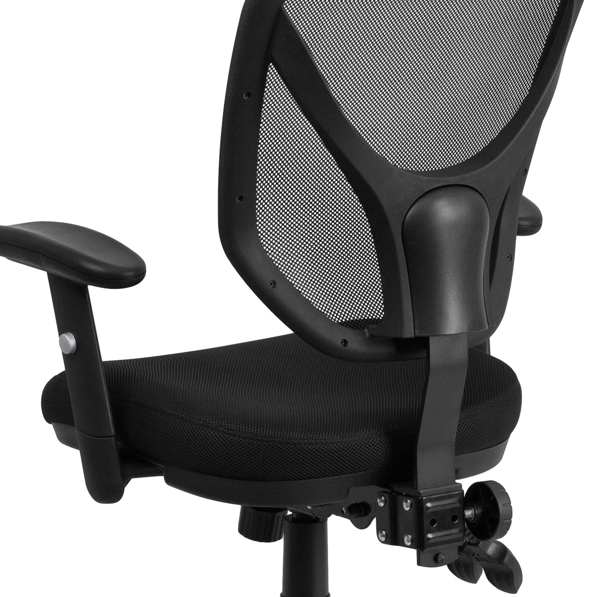 Mid-Back Black Mesh Multifunction Swivel Task Office Chair with Adjustable Arms