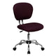 Burgundy |#| Mid-Back Burgundy Mesh Padded Swivel Task Office Chair with Chrome Base