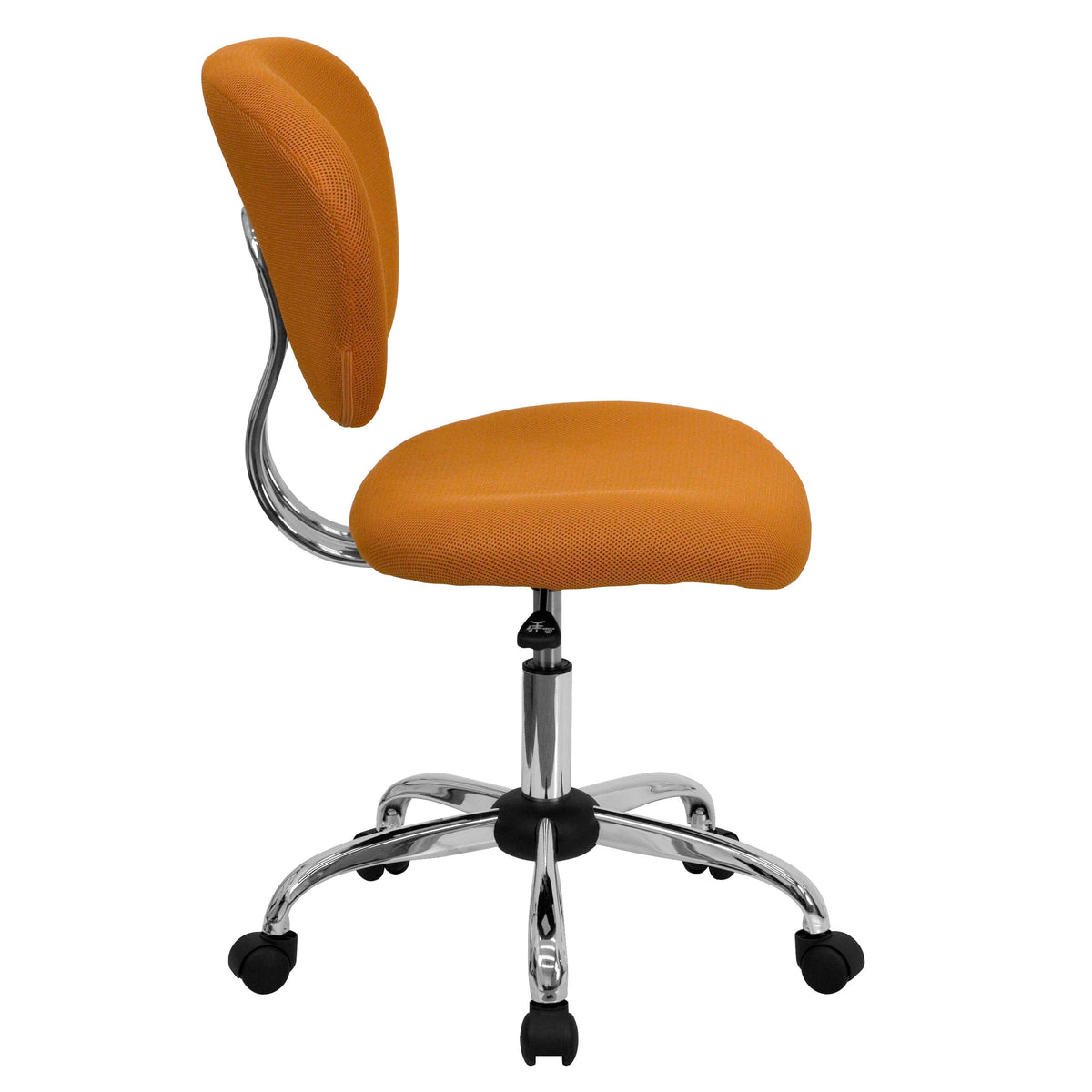 Orange |#| Mid-Back Orange Mesh Padded Swivel Task Office Chair with Chrome Base