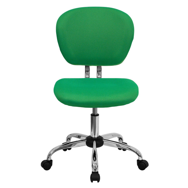 Bright Green |#| Mid-Back Bright Green Mesh Padded Swivel Task Office Chair with Chrome Base