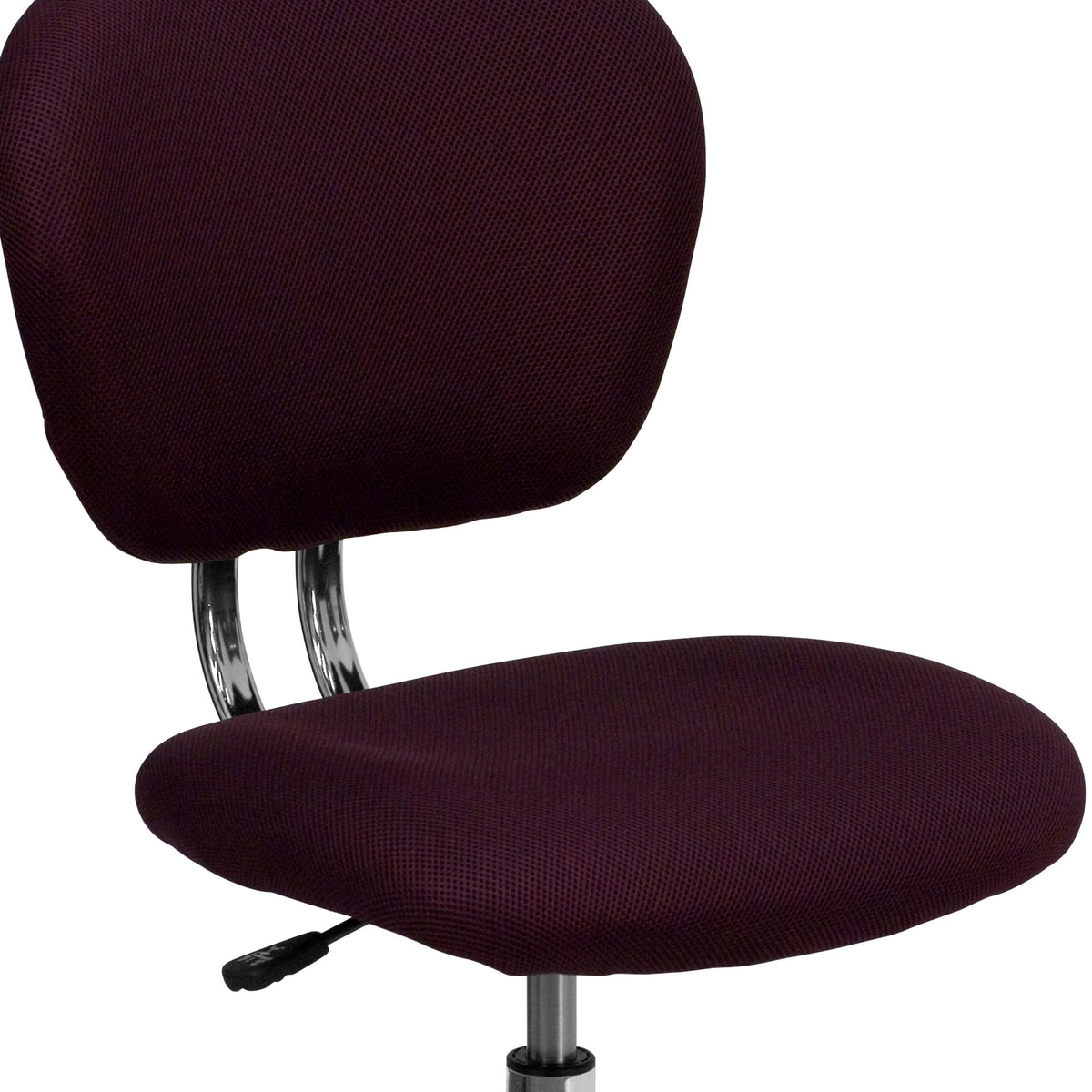 Burgundy |#| Mid-Back Burgundy Mesh Padded Swivel Task Office Chair with Chrome Base