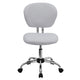 White |#| Mid-Back White Mesh Padded Swivel Task Office Chair with Chrome Base