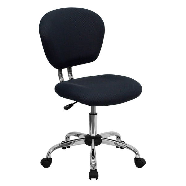 Gray |#| Mid-Back Gray Mesh Padded Swivel Task Office Chair with Chrome Base