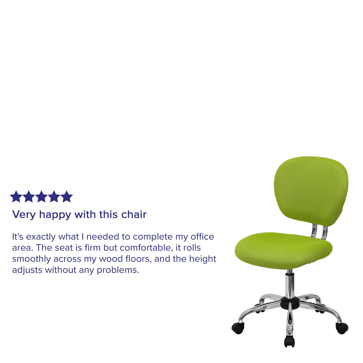 Apple Green |#| Mid-Back Apple Green Mesh Padded Swivel Task Office Chair with Chrome Base