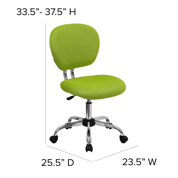 Apple Green |#| Mid-Back Apple Green Mesh Padded Swivel Task Office Chair with Chrome Base