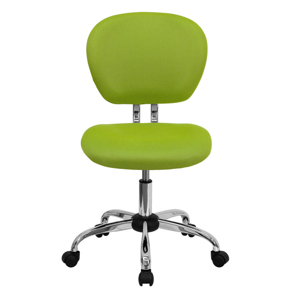 Apple Green |#| Mid-Back Apple Green Mesh Padded Swivel Task Office Chair with Chrome Base